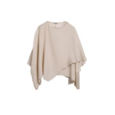 Nocturne Women's White Fluid Cape Blouse In Neutral