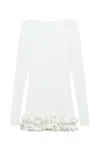 Nocturne Women's White Frill Detailed Jersey Mini Dress