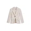 Nocturne Women's White Gold Accent Padded Shoulder Jacket In White