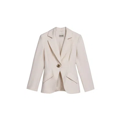 Nocturne Women's White Gold Accent Padded Shoulder Jacket