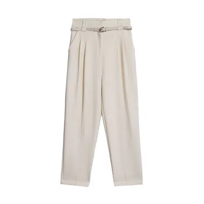 Nocturne Women's White Ivory Belt Detailed Pants In Neutral
