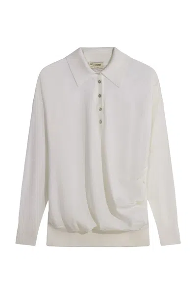 Nocturne Women's White Knit Polo Sweater
