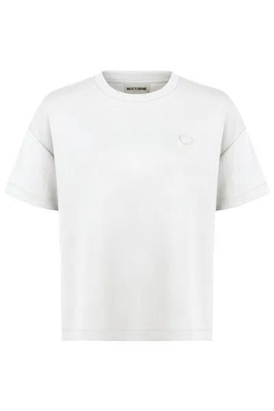 Nocturne Women's White Logo Designed Basic T-shirt