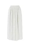NOCTURNE WOMEN'S WHITE LONG SKIRT WITH STONE EMBROIDERY