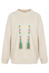 Nocturne Women's White Oversize Lace-up Sweatshirt In Neutral