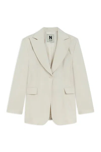 Nocturne Women's White Padded Blazer Jacket