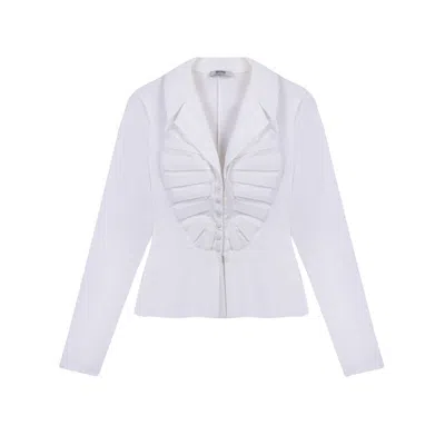 Nocturne Women's White Pleat Detail Shirt In Multi