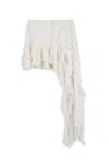 Nocturne Ruffle Asymmetric Mini Skirt In White