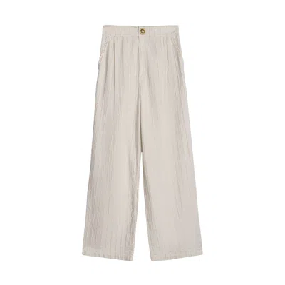 Nocturne Women's White Ruffle Trim Detailed Pants