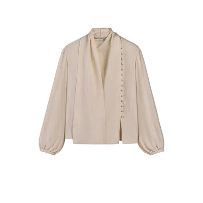 Nocturne Women's White Shawl Collar Blouse