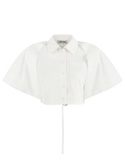 Nocturne Women's White Shirt With Back Knot Design