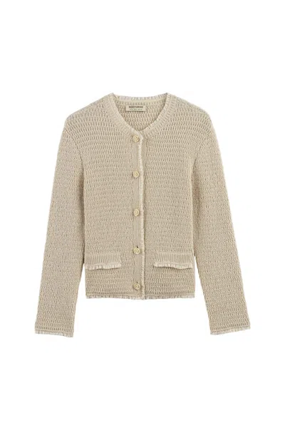 Nocturne Women's White Textured Bouclé Button Cardigan In Neutral
