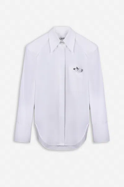 Nocturne Women's White Waist Tie Accessory Shirt