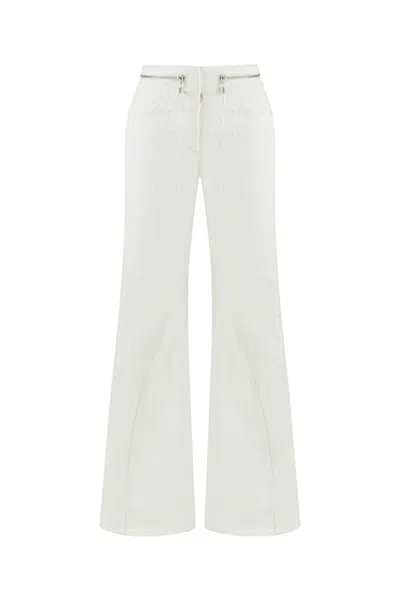Nocturne Women's White Wide Leg Jeans With Zipper Detail At Waist-ivory