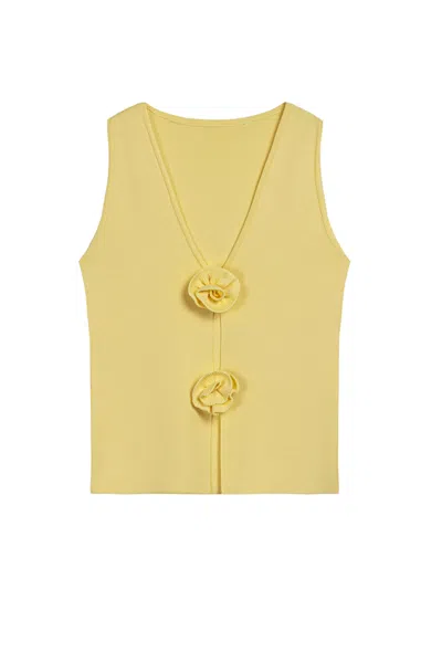 Nocturne Women's Yellow Floral Cut-out Knit Top