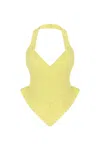 Nocturne Corset Style Crop Top In Yellow