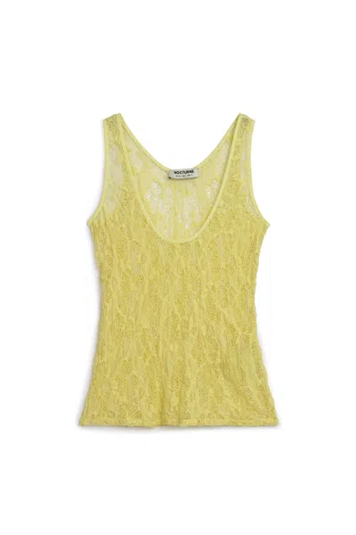 NOCTURNE WOMEN'S YELLOW / ORANGE HALTER NECK LACE BLOUSE
