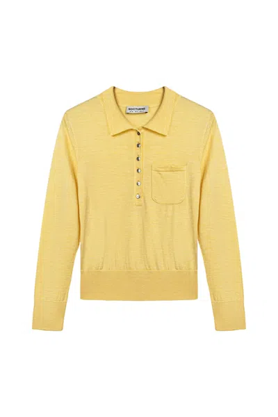Nocturne Women's Yellow Relaxed Polo Knit Sweater