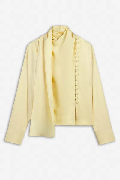 Nocturne Women's Yellow Shawl Collar Blouse - Mustard