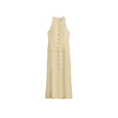 Nocturne Women's Yellow Sleeveless Button-front Midi Dress In Neutral
