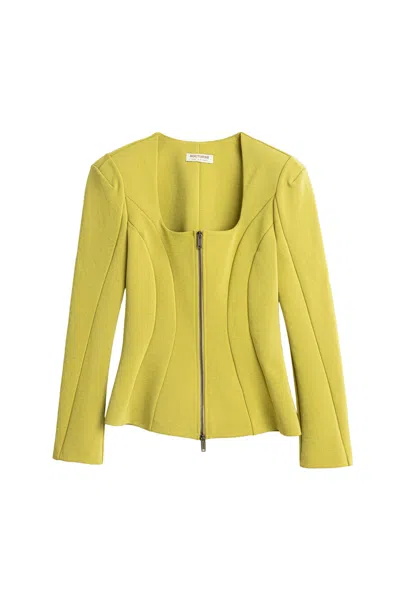 Nocturne Zip-front Structured Top In Yellow