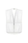 Nocturne Women's Zippered White Vest In White