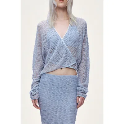 Nocturne Wrap Mesh Blouse In Blue