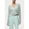 Nocturne Wrap Mesh Blouse In Green