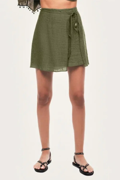 Nocturne Wrap Mini Skirt In Green