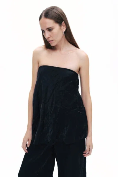 Nocturne Wrinkled Strapless Blouse In Black