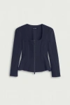 Nocturne Zip-front Structured Top In Blue