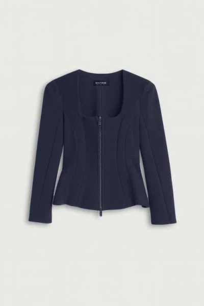 Nocturne Zip-front Structured Top In Blue