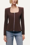 Nocturne Zip-front Structured Top In Brown
