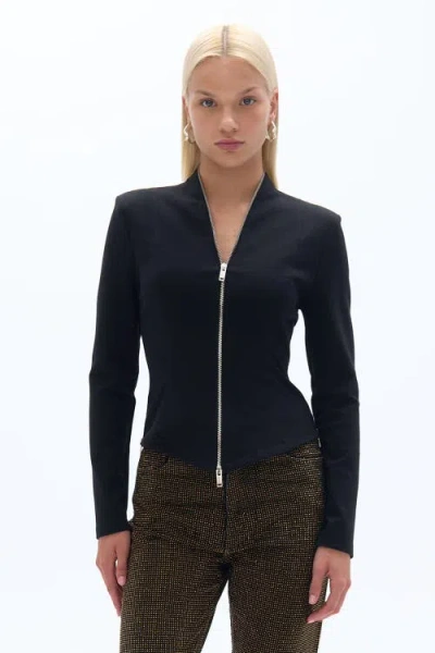 Nocturne Zipper Detailed Blouse In Black