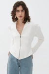 Nocturne Zipper Detailed Blouse In Ivory