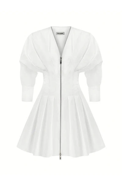 Nocturne Zippered Dress In White