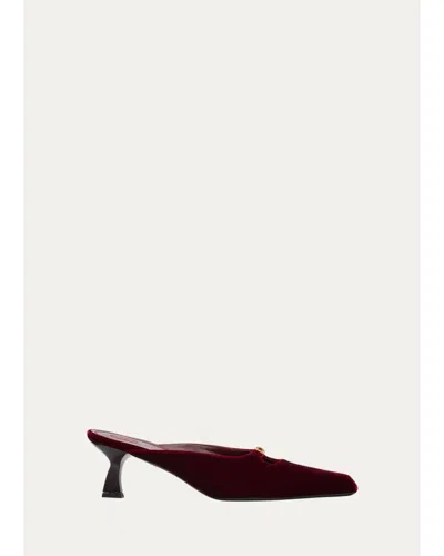 Nodaleto 50mm Velvet Kitten-heel Mules In Burgundy