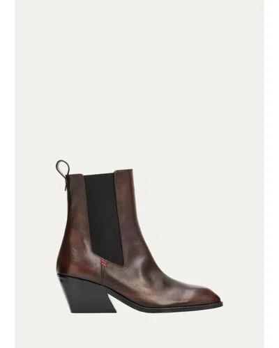 Nodaleto 65mm Leather Chelsea Booties In Brown