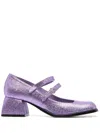 Nodaleto Glitter Double Strap Sandals With Block Heel In Purple