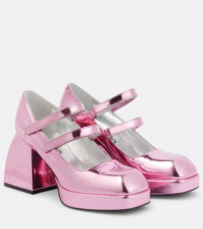Nodaleto Bulla Babies 90 Leather Mary Jane Pumps In Pink Specchio