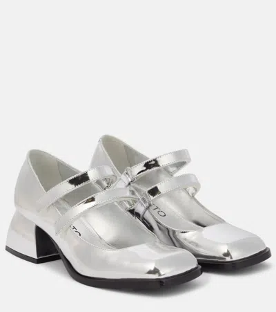 Nodaleto Bulla Bacara Metallic-leather Mary Jane Pumps In Silver