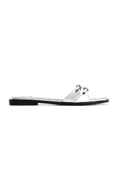 Nodaleto Bulla Buckle Flat Sandal In Silver