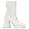 Nodaleto Bulla Candy Leather Chunky Heels Lace Up Boots In White