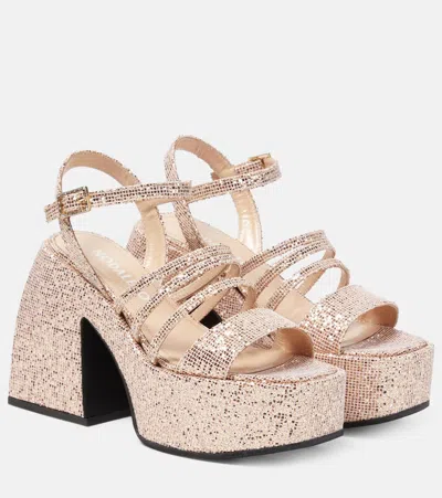 Nodaleto Bulla Chibi Glitter Platform Sandals In Gold