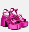 Nodaleto Bulla Chibi Satin Platform Sandals In Shocking Pink Satin