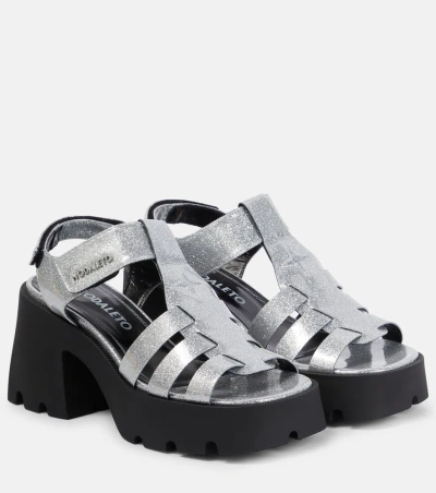 Nodaleto Bulla Emma Glitter Platform Sandals In Silver Plexi Glitter