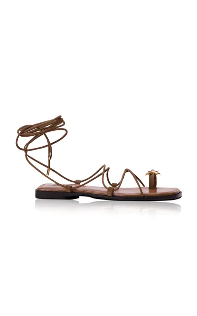 Nodaleto Bulla Isla Lace-up Starfish Leather Sandals In Gold