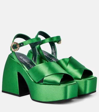 Nodaleto Bulla Joni Satin Platform Sandals In Jade Satin