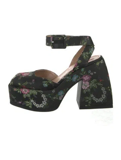 Pre-owned Nodaleto Floral Print Pumps In Black/green