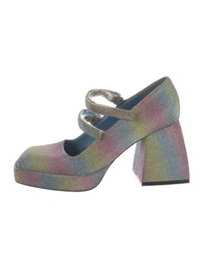 Pre-owned Nodaleto Glitter Colorblock Pattern Pumps In Blue